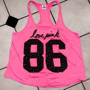 Victoria’s Secret PINK oversized racer back sequin tank L